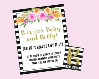 Baby Belly Baby Shower Game. How Big Is Mommy's Baby Belly Instant Digital Download. The Koryn Collection