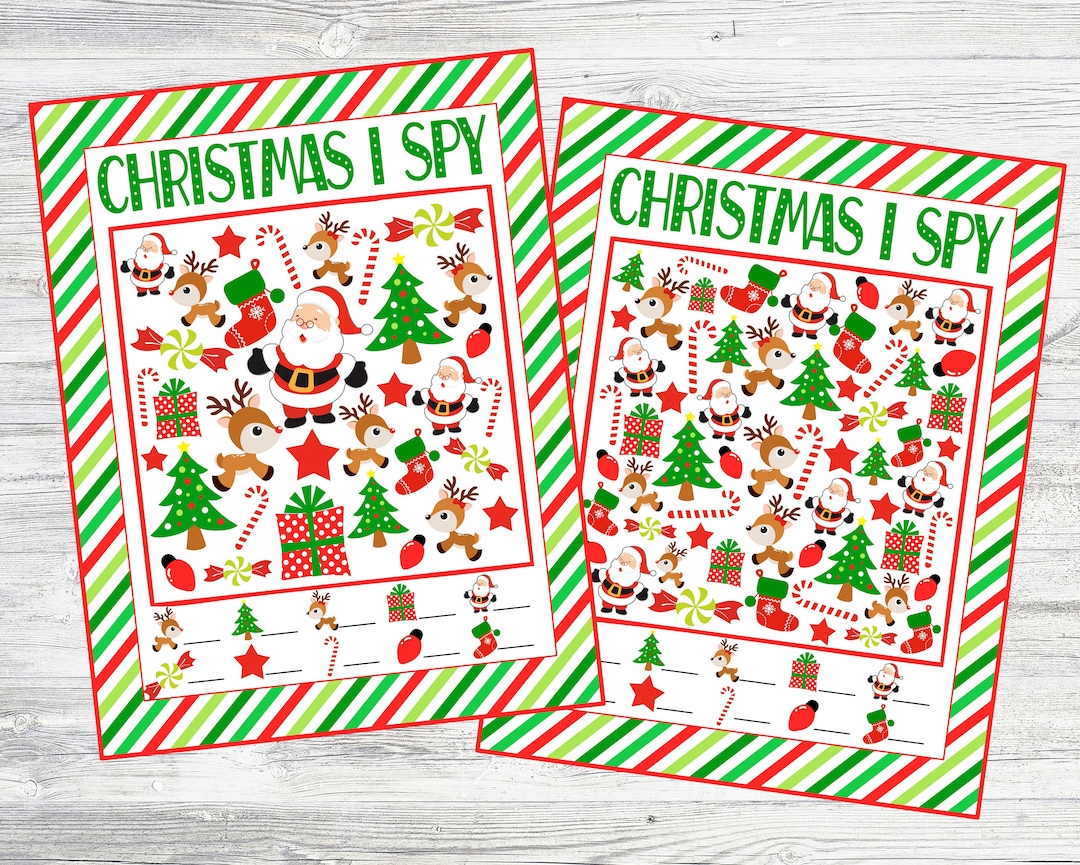 Christmas I Spy Printable Games. 5 Different Sheets Easier to