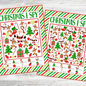 Christmas I Spy Printable Games. 5 Different Sheets Easier to Harder. Instant Digital Download. Christmas Game, Activity, Party Game