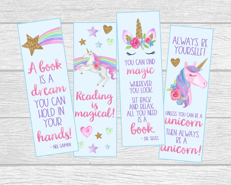 Buy Printable Unicorn Bookmarks Instant Digital Download 4 Online In