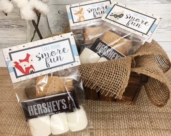 Printable S'Mores Favor Bag Topper for Woodland Party. Take Home S'More Fun. Woodland Animal  S'mores Favor Bag Topper Instant Digital Down