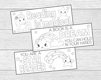diy unicorn bookmarks print coloring your own bookmark etsy