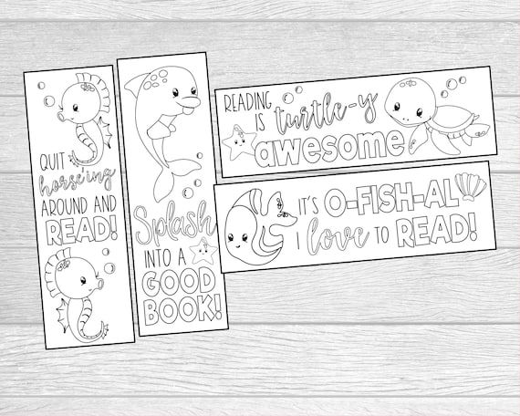 printable sea animal bookmarks print color your own etsy israel