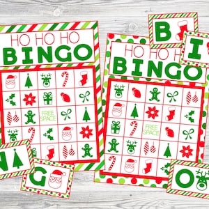 Printable Ho Ho Ho Bingo Game. 12 Card Christmas Bingo Game Set. Instant Digital Download.