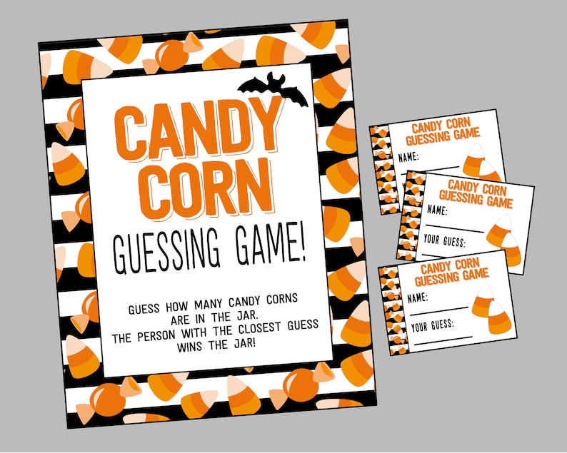 Candy Corn Guessing Game. Printable Guess How Many Candy Corns For Halloween and Fall Parties, Showers, Classroom. Instant Digital Download image 1