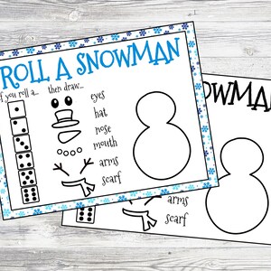 Printable Roll A Snowman Game. Snowman Winter Holiday Party or Classroom Activity. Instant Digital Download