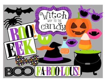 Halloween Party Photo Props. Instant Digital Dowload. Photo Booth Props for Halloween Party, Trunk of Treat, Witch Party, Halloween Birthday