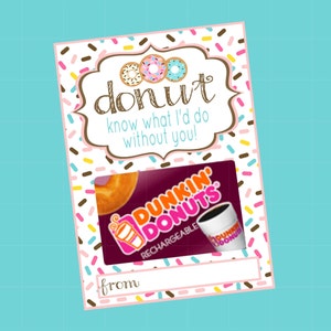Donut weiß, was ich ohne dich tun würde. Donut Danke Geschenkkartenhalter. Sofortiger digitaler Download, ideal für Lehrer, Assistenten, alle!