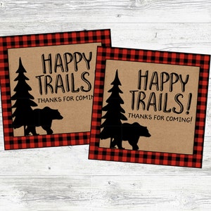 Happy Trails Favor Tag for Lumberjack Party or Baby Shower. Great for Trail Mix Bar. Instant Digital Download. Lumberjack, Winter, Mountain