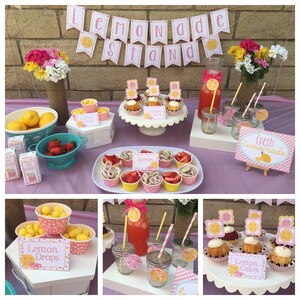 Pink Lemonade Party Package. Lemonade Stand Birthday Party Package. Digital Download. Pink and Yellow Party Package. Lemonade image 2