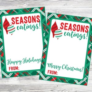 Seasons Eatings Gift Card Holder do łączenia z kartami upominkowymi do restauracji. Wesołych Świąt i wesołych świąt. Natychmiastowy plik do pobrania w wersji cyfrowej