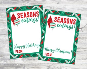 Seasons Eatings Gift Card Holder To Pair With Restaurant Gift Cards. Merry Christmas & Happy Holidays. Instant Digital Download File