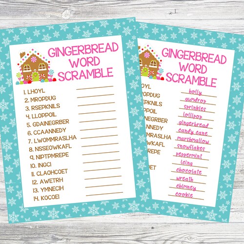 Gingerbread House Word Scramble. Christmas Party Games Etsy
