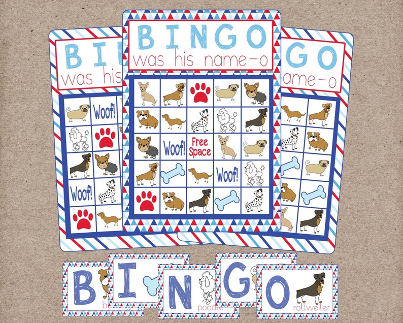 Dog Bingo Game Dog Doggy Puppy Bingo Perfect for Puppy Etsy