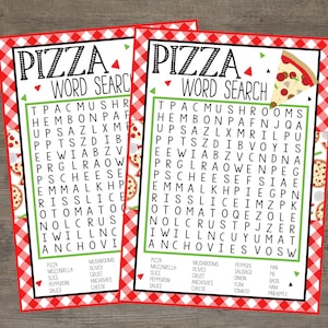 Pizza Party Word Search Game. Printable Word Search Game for Pizza Birthday, Restaurant, Pizza Night. Instant Digital Download.