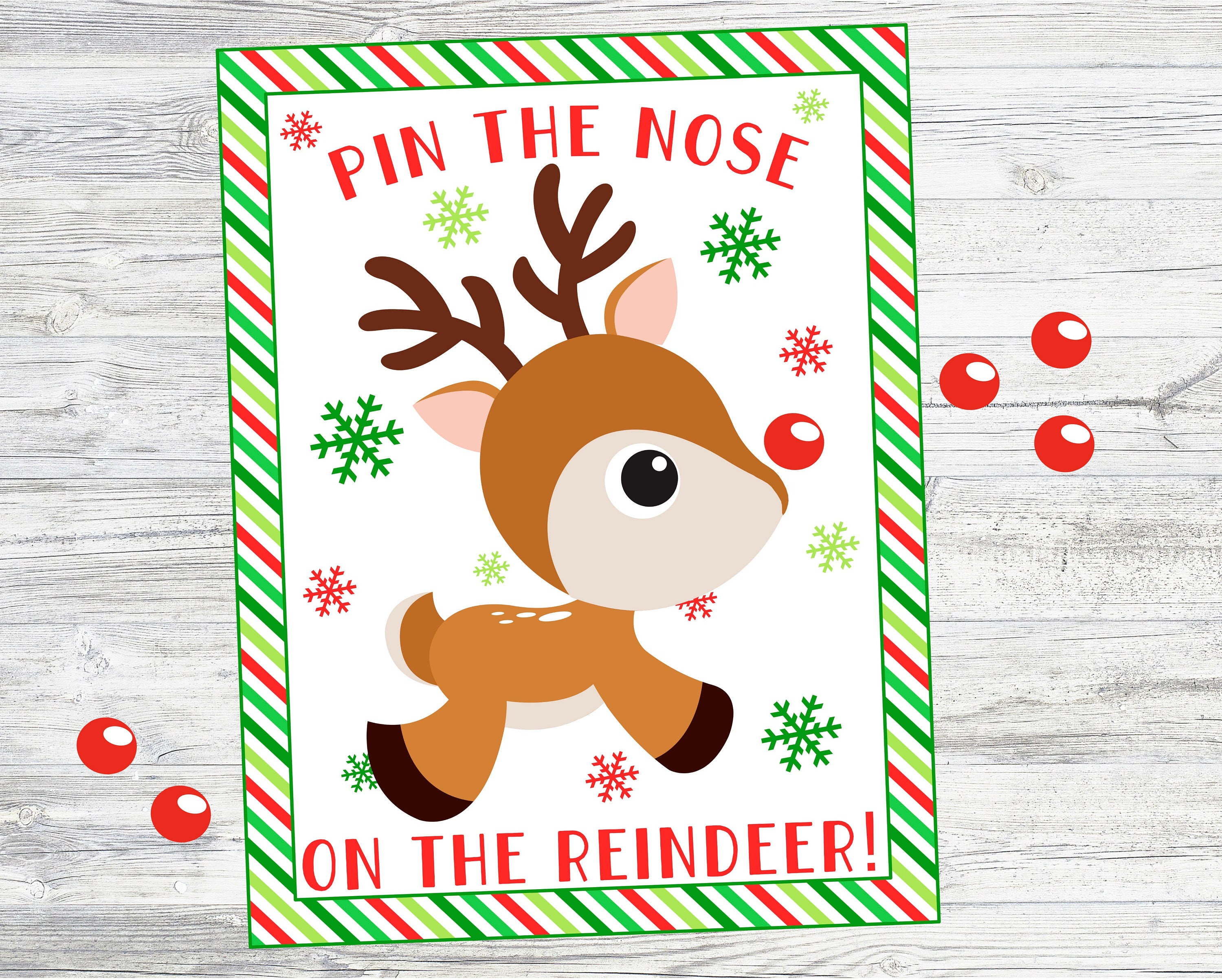 Pin The Nose On The Reindeer Printable Reindeer Game For Etsy New 