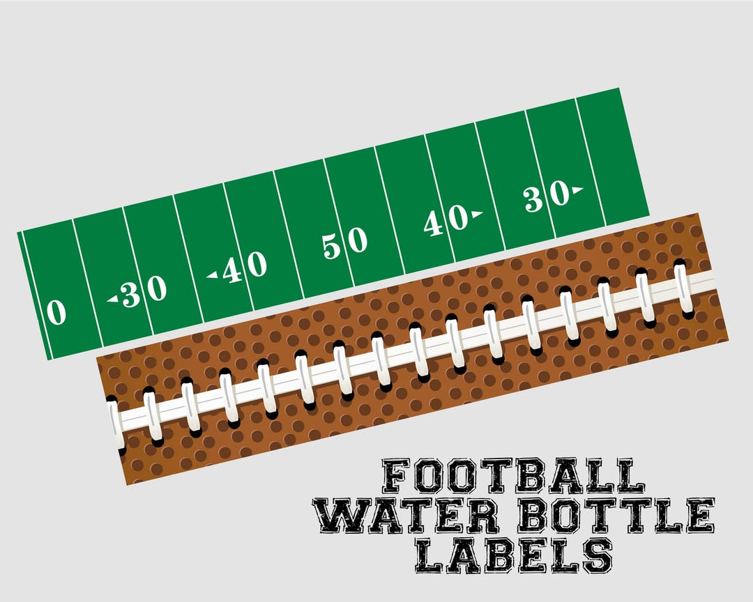 Football Water Bottle Labels. Printable Water Bottle Labels. Instant