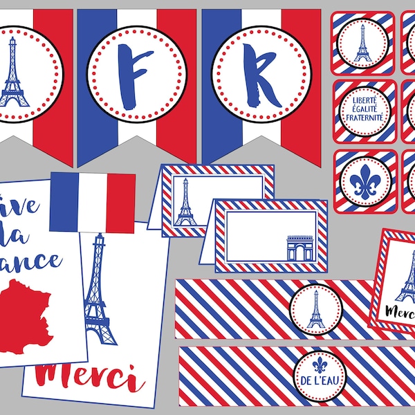 France Party Mini-Package. Perfect for French Lesson or Class, French Party, Bastille Day, Missionary & More. Instant Digital Download