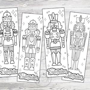 Printable Color Your Own Nutcracker Bookmarks. Instant Digital Download DIY Coloring Bookmarks. Winter, Ballet, Holiday Bookmarks.