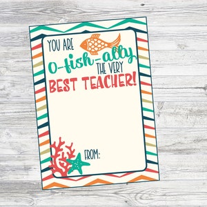 Afdrukbare O-Fish-Ally de beste cadeaukaarthouder voor leraren voor cadeaubonnen voor strand- of visrestaurants. Direct digitaal downloadbestand.