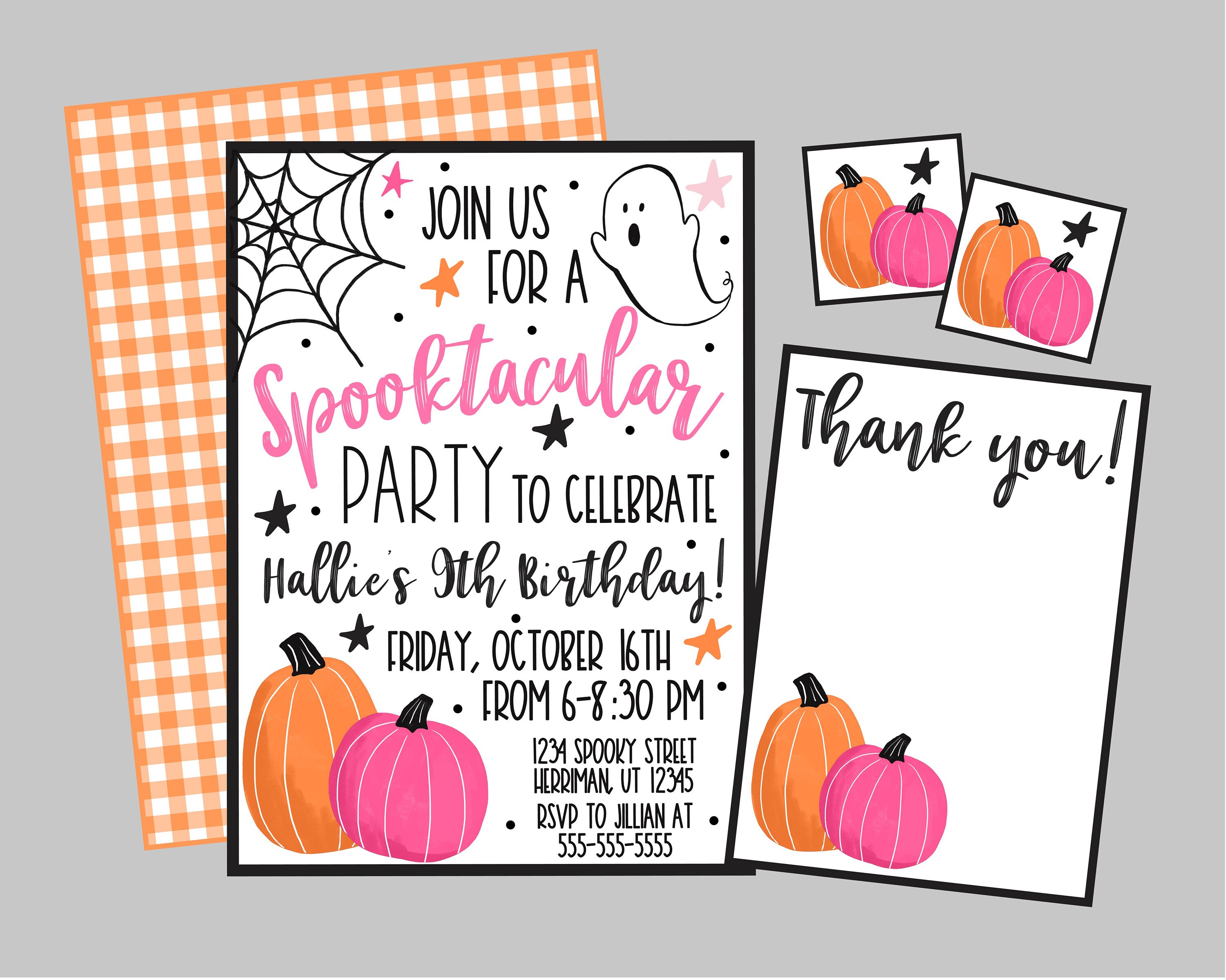 Halloween Spooktacular Birthday Party Invitation. Pink & | Etsy