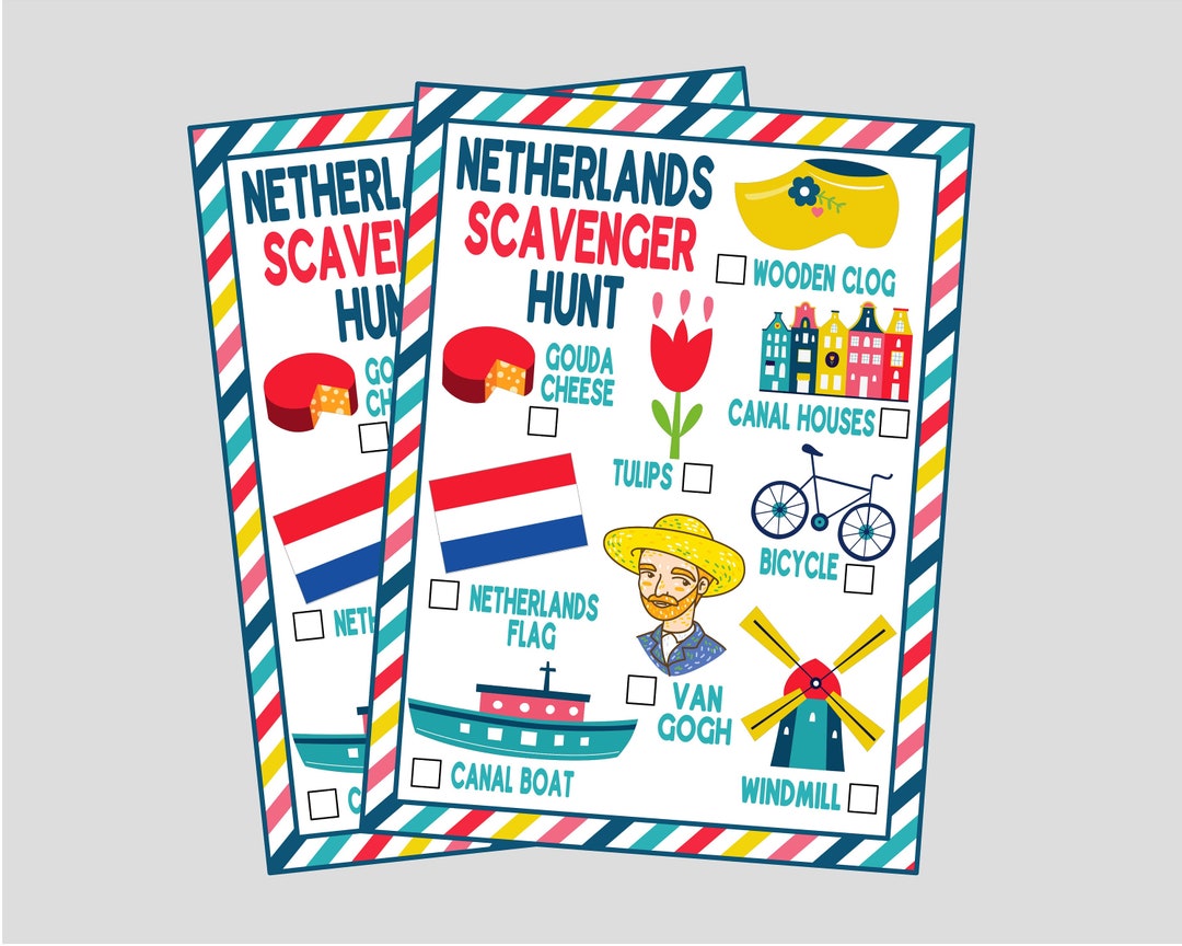 Printable Netherlands Scavenger Hunt. Travel & Sightseeing Activity for ...