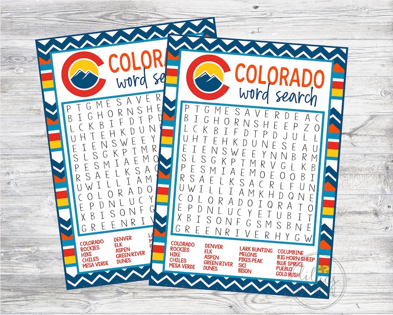 Printable Colorado Word Search. Word Search for Colorado US States ...