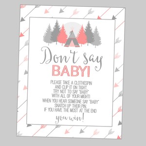 Don&#39;t Say Baby Game for Adventure Awaits Baby Shower. Instant Digital Download. Tribal, Adventure, Boho Baby Girl Shower Game.