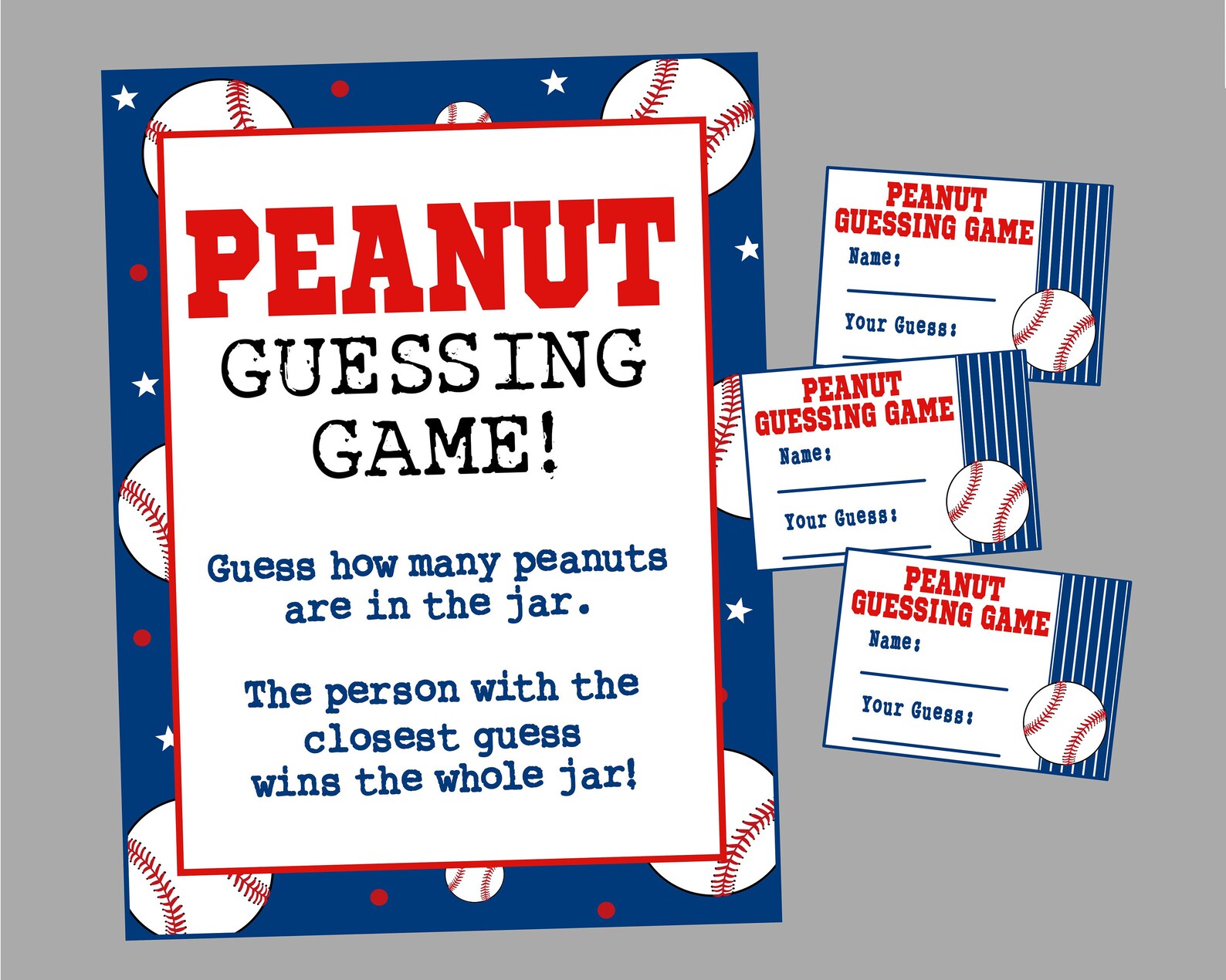 Printable Peanut Guessing Game for Baseball Party. Guess How - Etsy