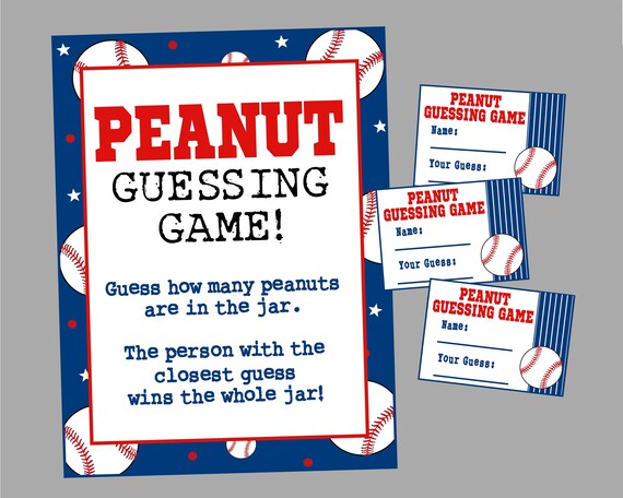 Guess How Many Peanuts in the Jar Baby Shower Game Activity Cute Eleph