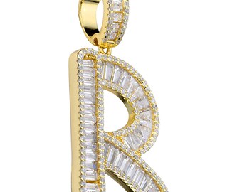 14k Gold Plated Initials With Baguettes