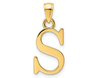 Solid Gold Initial Pendant Letter S