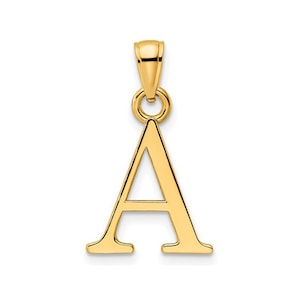 Solid Gold Initial Pendant Letter A