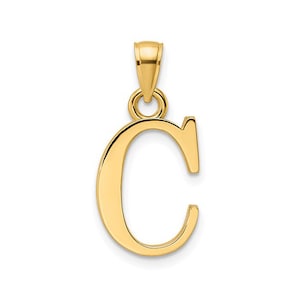 Solid Gold Initial Pendant Letter C