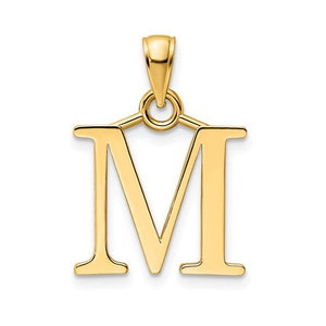 Solid Gold Initial Pendant Letter M