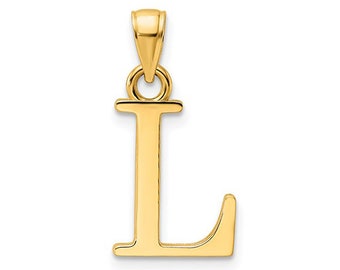 Solid Gold Initial Pendant Letter L