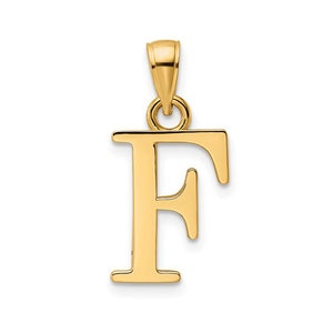 Solid Gold Initial Pendant Letter F