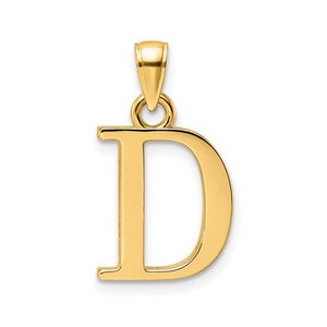 Solid Gold Initial Pendant Letter D