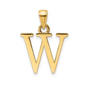 Solid Gold Initial Pendant Letter W