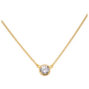 Solitaire Necklace | Sterling Silver | 14K Gold Plated | With Stone
