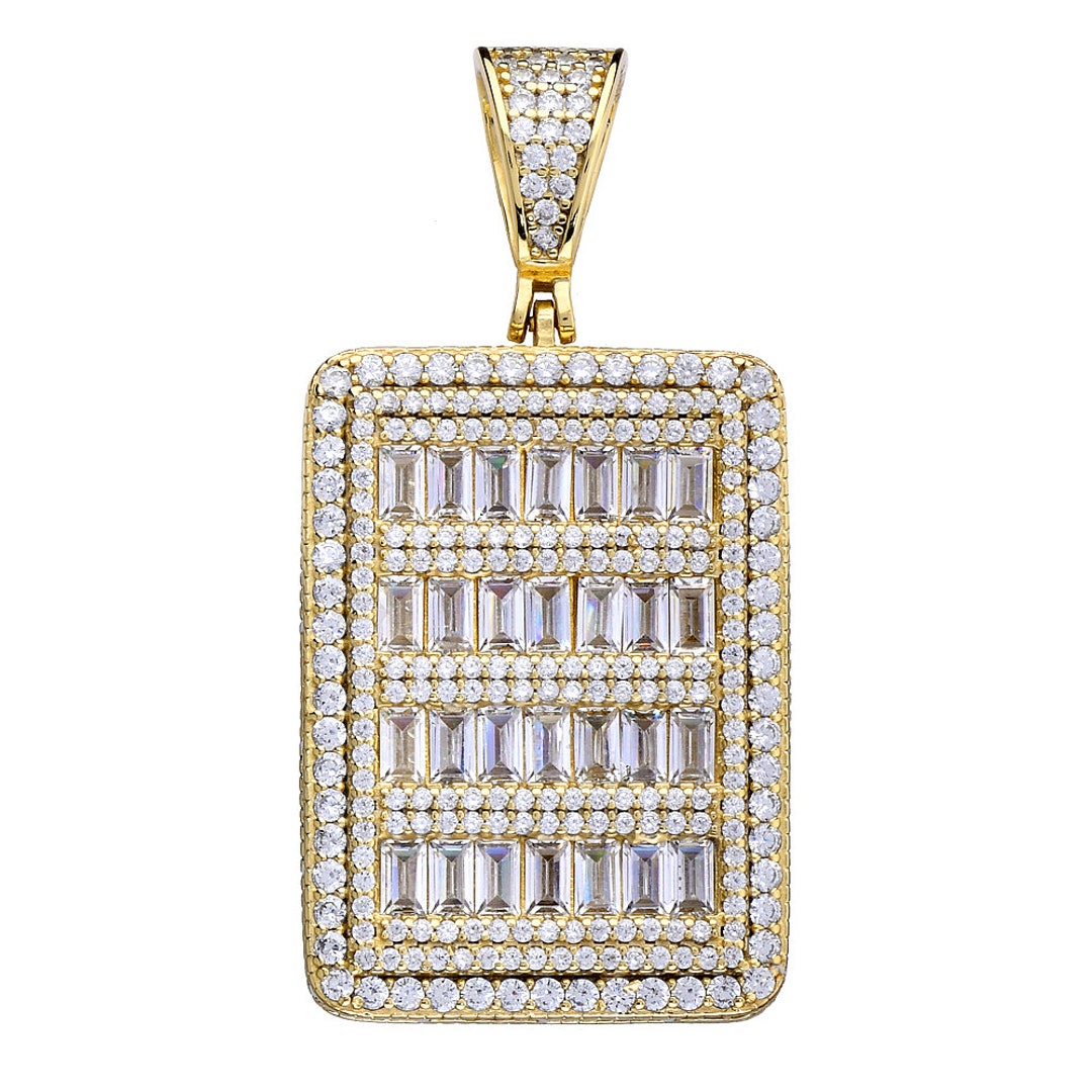 Box Pendant Tennis Chain Optional Sterling Silver 14K Gold Plated With