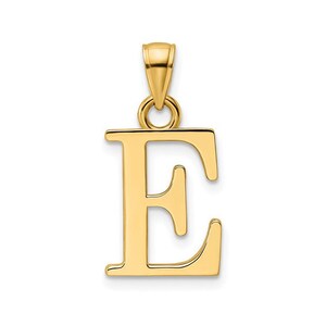 Solid Gold Initial Pendant Letter E