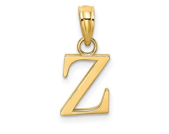 Solid Gold Initial Pendant Letter Z