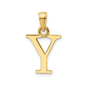 Solid Gold Initial Pendant Letter Y