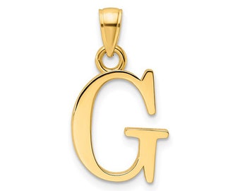 Solid Gold Initial Pendant Letter G