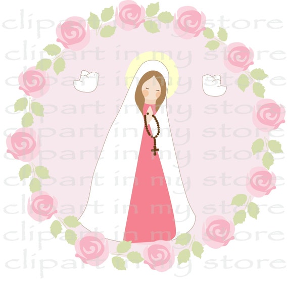 Vergine Maria Clipart Battesimo Comunione I File Eps Jpg E Etsy