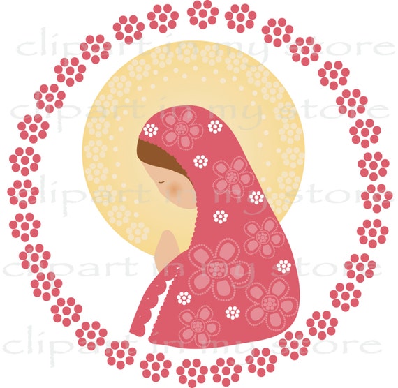 Vergine Maria Clipart Battesimo Comunione File Jpg Png Etsy