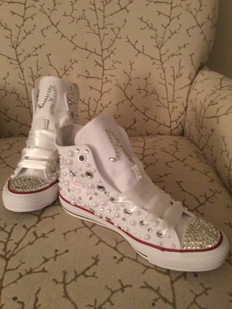 Swarovski Diamond &amp; Pearls Crystal Blinged Out Converse
