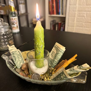 Money Bowl Spell Kit including Money Drawing oil, Money candle, Money Rice, Herbs, Crystals & More!