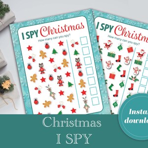 Christmas I Spy printable pages kids activities Children&#39;s Game Sheet / Eye Spy Instant Digital Download Christmas Game Activity Party Game
